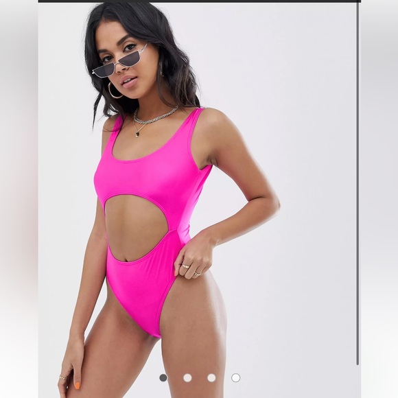 Other - 🆕 cut out bathing suit - Never worn! Size 4 - bright pink